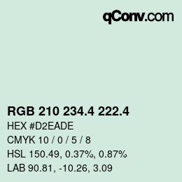 カラーコード: RGB 210 234.4 222.4 | qconv.com