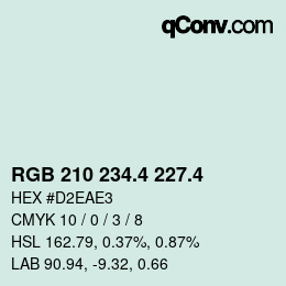 カラーコード: RGB 210 234.4 227.4 | qconv.com