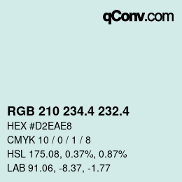 カラーコード: RGB 210 234.4 232.4 | qconv.com