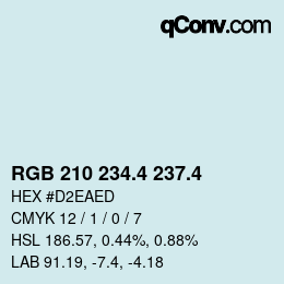 カラーコード: RGB 210 234.4 237.4 | qconv.com
