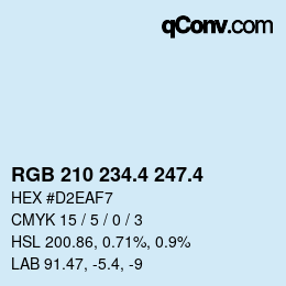 カラーコード: RGB 210 234.4 247.4 | qconv.com