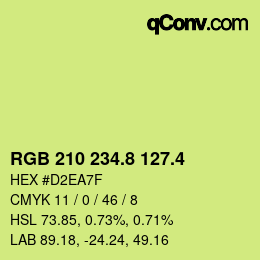 カラーコード: RGB 210 234.8 127.4 | qconv.com
