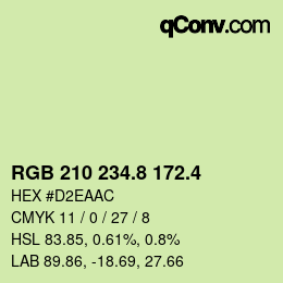 カラーコード: RGB 210 234.8 172.4 | qconv.com