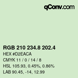 カラーコード: RGB 210 234.8 202.4 | qconv.com