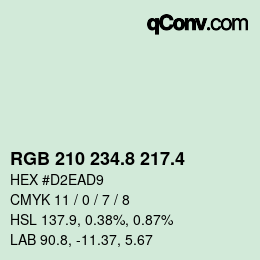 カラーコード: RGB 210 234.8 217.4 | qconv.com