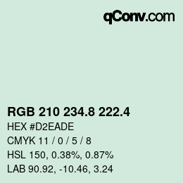 カラーコード: RGB 210 234.8 222.4 | qconv.com