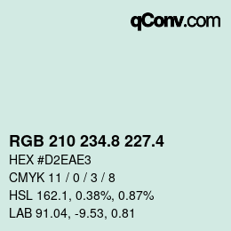 カラーコード: RGB 210 234.8 227.4 | qconv.com