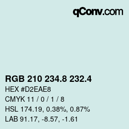 カラーコード: RGB 210 234.8 232.4 | qconv.com