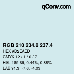 カラーコード: RGB 210 234.8 237.4 | qconv.com