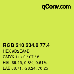カラーコード: RGB 210 234.8 77.4 | qconv.com