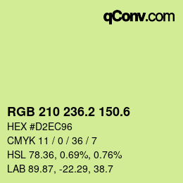 カラーコード: RGB 210 236.2 150.6 | qconv.com