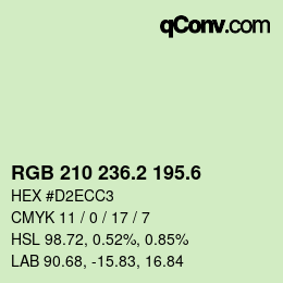 カラーコード: RGB 210 236.2 195.6 | qconv.com