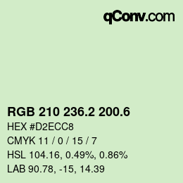 カラーコード: RGB 210 236.2 200.6 | qconv.com
