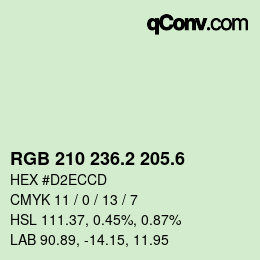 カラーコード: RGB 210 236.2 205.6 | qconv.com