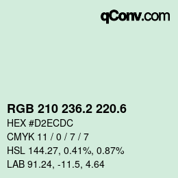 カラーコード: RGB 210 236.2 220.6 | qconv.com