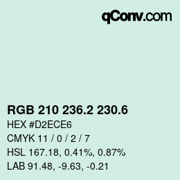 カラーコード: RGB 210 236.2 230.6 | qconv.com