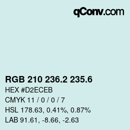 カラーコード: RGB 210 236.2 235.6 | qconv.com