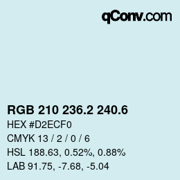 カラーコード: RGB 210 236.2 240.6 | qconv.com