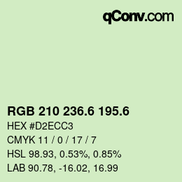 カラーコード: RGB 210 236.6 195.6 | qconv.com