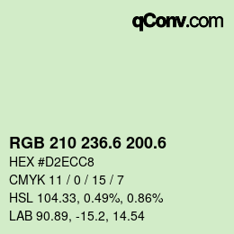 カラーコード: RGB 210 236.6 200.6 | qconv.com
