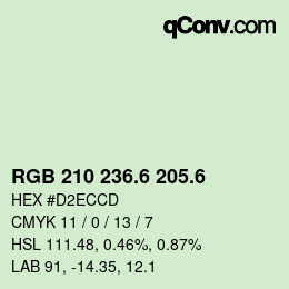 カラーコード: RGB 210 236.6 205.6 | qconv.com