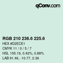 カラーコード: RGB 210 236.6 225.6 | qconv.com