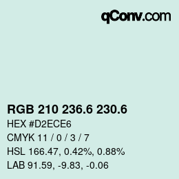 カラーコード: RGB 210 236.6 230.6 | qconv.com