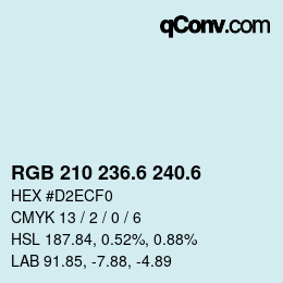 カラーコード: RGB 210 236.6 240.6 | qconv.com