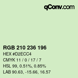 Color code: RGB 210 236 196 | qconv.com