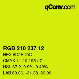 颜色代码: RGB 210 237 12 | qconv.com