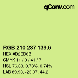 カラーコード: RGB 210 237 139.6 | qconv.com