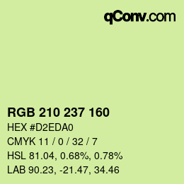 カラーコード: RGB 210 237 160 | qconv.com