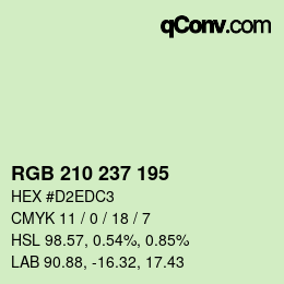 Color code: RGB 210 237 195 | qconv.com