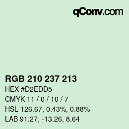 Color code: RGB 210 237 213 | qconv.com