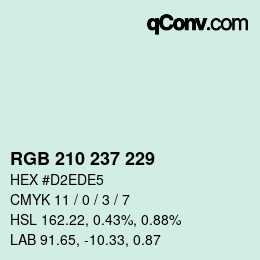 Color code: RGB 210 237 229 | qconv.com