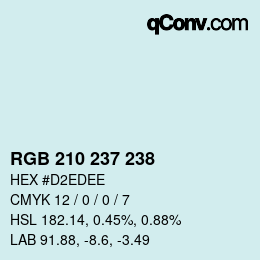 Color code: RGB 210 237 238 | qconv.com