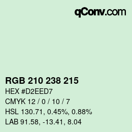 Color code: RGB 210 238 215 | qconv.com