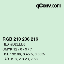 Color code: RGB 210 238 216 | qconv.com
