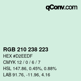 Color code: RGB 210 238 223 | qconv.com