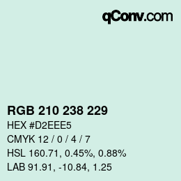 Color code: RGB 210 238 229 | qconv.com