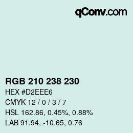 Color code: RGB 210 238 230 | qconv.com