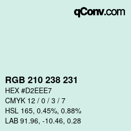 Color code: RGB 210 238 231 | qconv.com