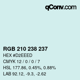 Color code: RGB 210 238 237 | qconv.com