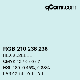 Color code: RGB 210 238 238 | qconv.com