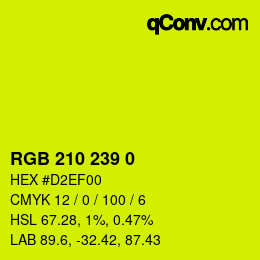Color code: RGB 210 239 0 | qconv.com