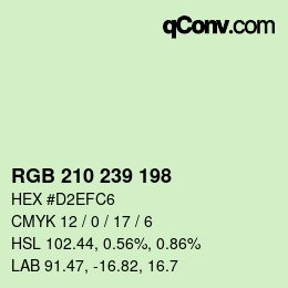 Color code: RGB 210 239 198 | qconv.com