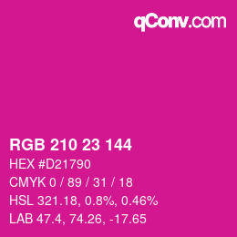 Color code: RGB 210 23 144 | qconv.com