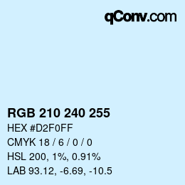 Color code: RGB 210 240 255 | qconv.com