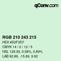 Color code: RGB 210 243 215 | qconv.com