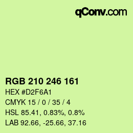 カラーコード: RGB 210 246 161 | qconv.com